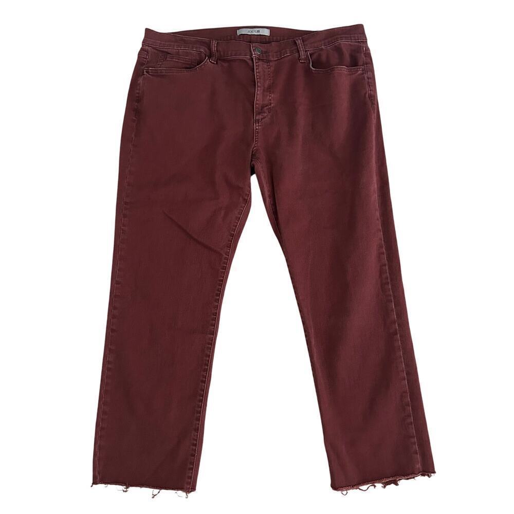 Joe's women's red burgundy straight mid rise  ankle raw hem jeans size 40